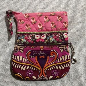 2 Vera Bradley Pink and Purple Floral Cosmetic Bag